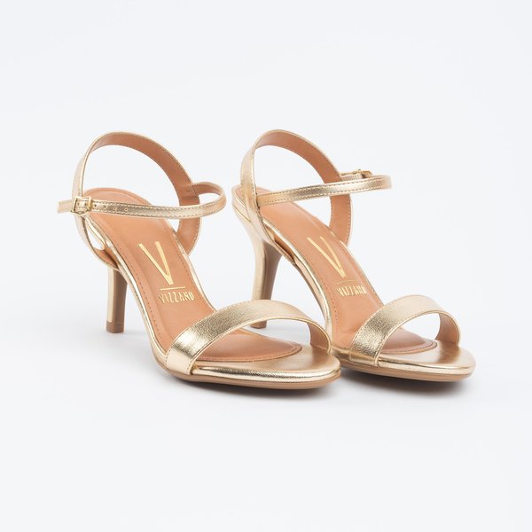 Sandália Vizzano Salto Fino Médio Metalizada Dourada - Imagem 5