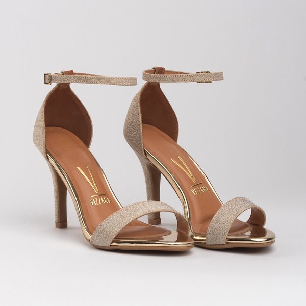 Sandália Vizzano Salto Fino Alto Gisele Metalizado Dourada - Imagem 3