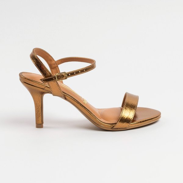 Sandália Vizzano Salto Fino Médio Metalizada Bronze - Imagem 4