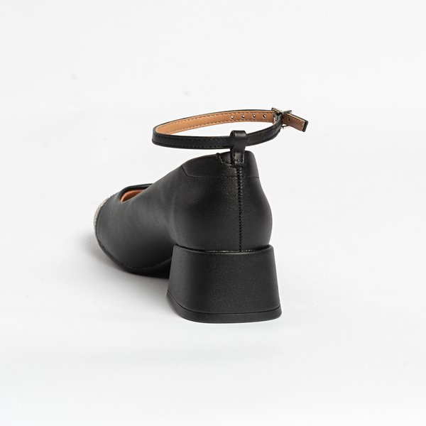 Scarpin Boneca Vizzano 1426103 Salto Bloco Preto Brilhantes - Imagem 5