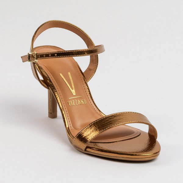 Sandália Vizzano Salto Fino Médio Metalizada Bronze - Imagem 2