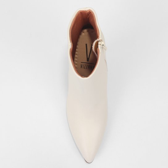 Bota Cano Curto Vizzano Bico Fino Lisa Feminina – Off White - Imagem 4