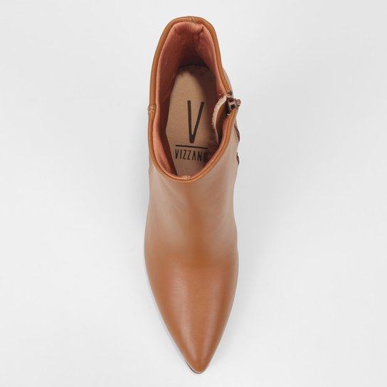 Bota Cano Curto Vizzano Bico Fino Lisa Feminina – Caramelo - Imagem 4