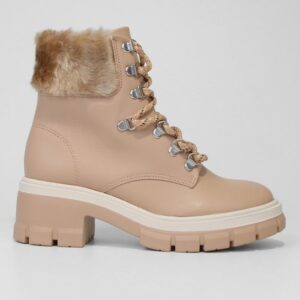 Bota Coturno Vizzano Tratorada Pelo Feminina – Bege