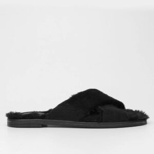 Rasteira Vizzano Pelo Tiras Cruzadas Feminina – Preto