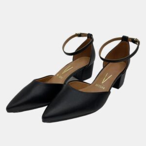Scarpin Vizzano Bico Fino Salto Bloco Baixo – Preto