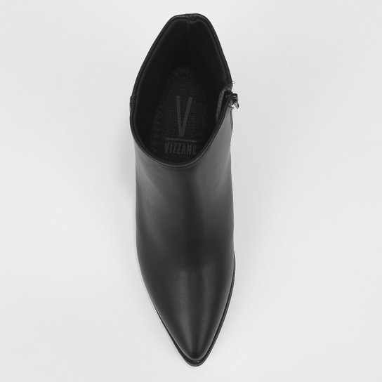 Bota Cano Curto Vizzano Bico Fino Salto Bloco Feminina – Preto - Imagem 4