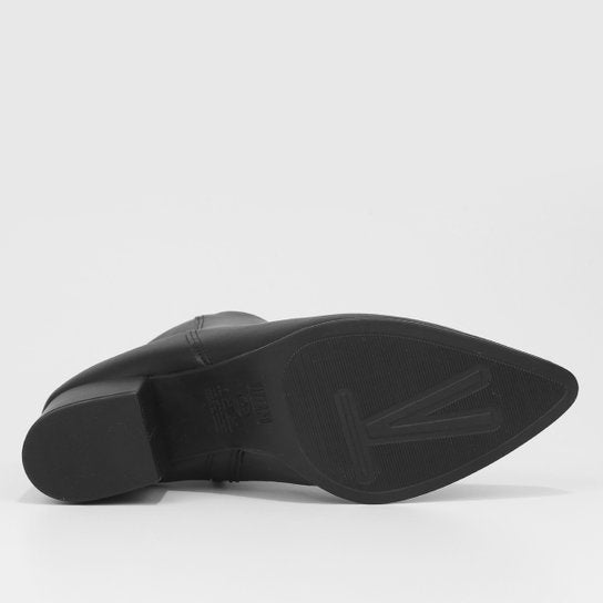 Bota Cano Curto Vizzano Bico Fino Salto Bloco Feminina – Preto - Imagem 5