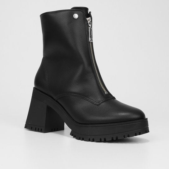 Bota Cano Curto Vizzano Salto Alto Zíper Feminina – Preto - Imagem 2