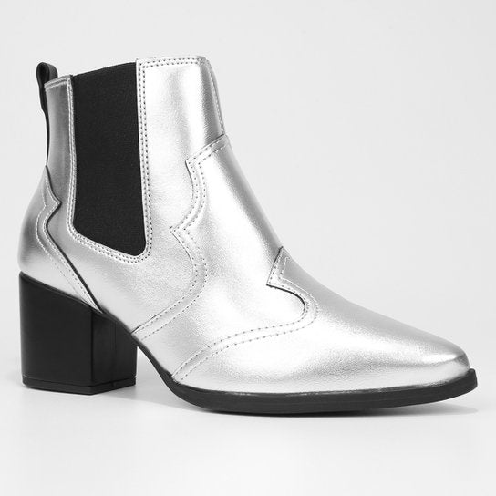Bota Chelsea Vizzano Metalizada Bico Fino Feminina – Prata - Imagem 2