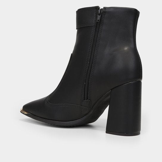 Bota Cano Curto Vizzano Bico Quadrado Salto Bloco – Preto - Imagem 3