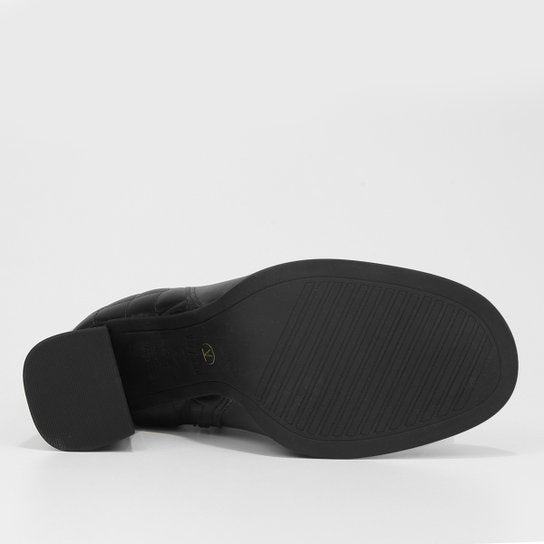 Bota Cano Curto Vizzano Matelassê Salto Alto Feminina – Preto - Imagem 5