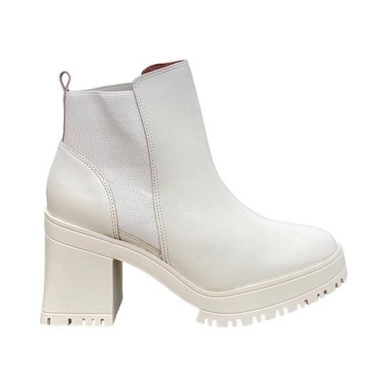 Bota Feminina Vizzano Salto Grosso Meia Pata Plataforma Leve – Off White - Imagem 2