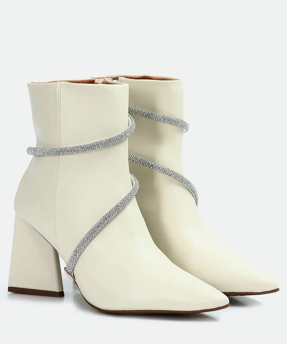 Bota Feminina Cano Curto Salto Grosso Strass Vizzano - Imagem 3