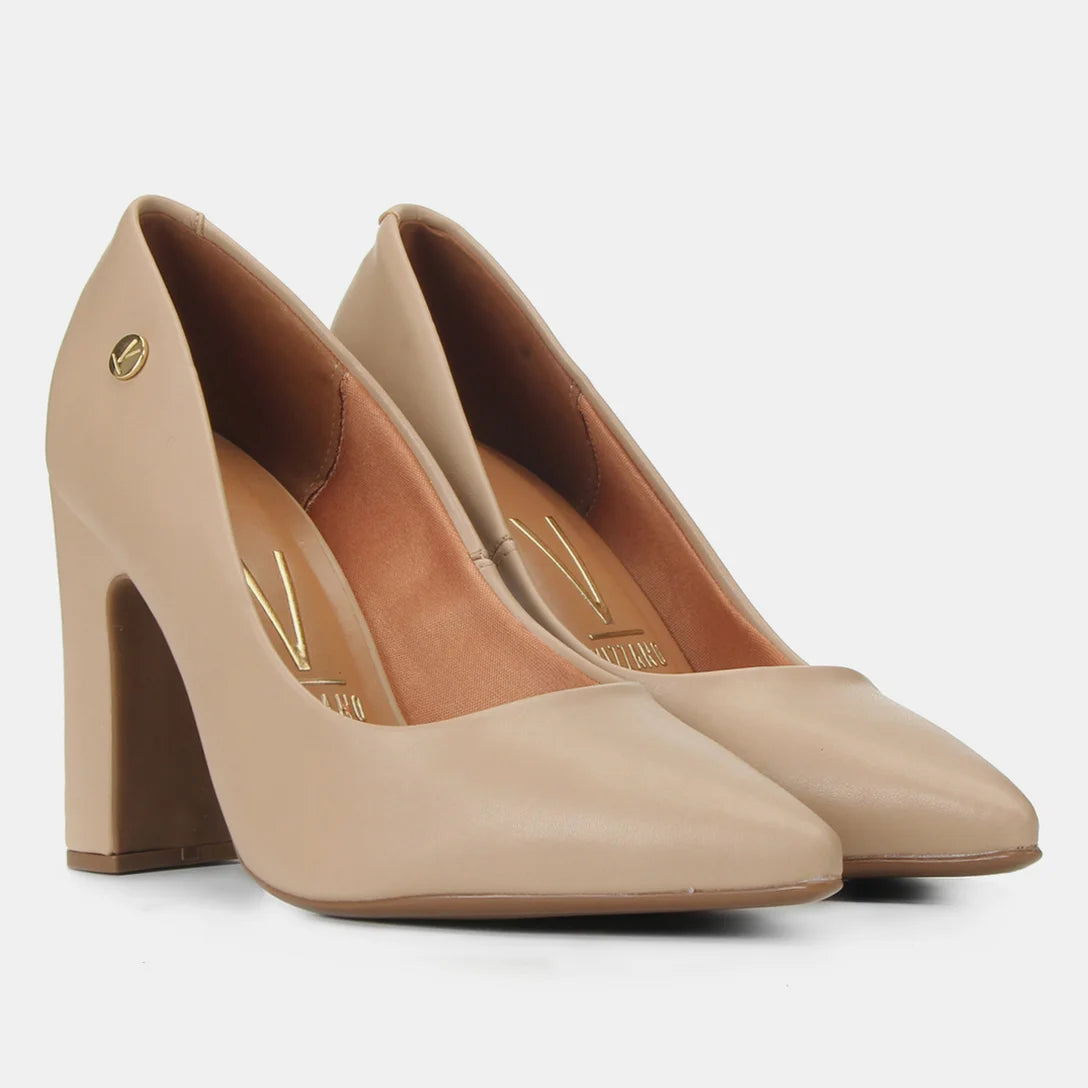 Scarpin Vizzano Bico Fino Salto Bloco Alto – Nude - Imagem 2