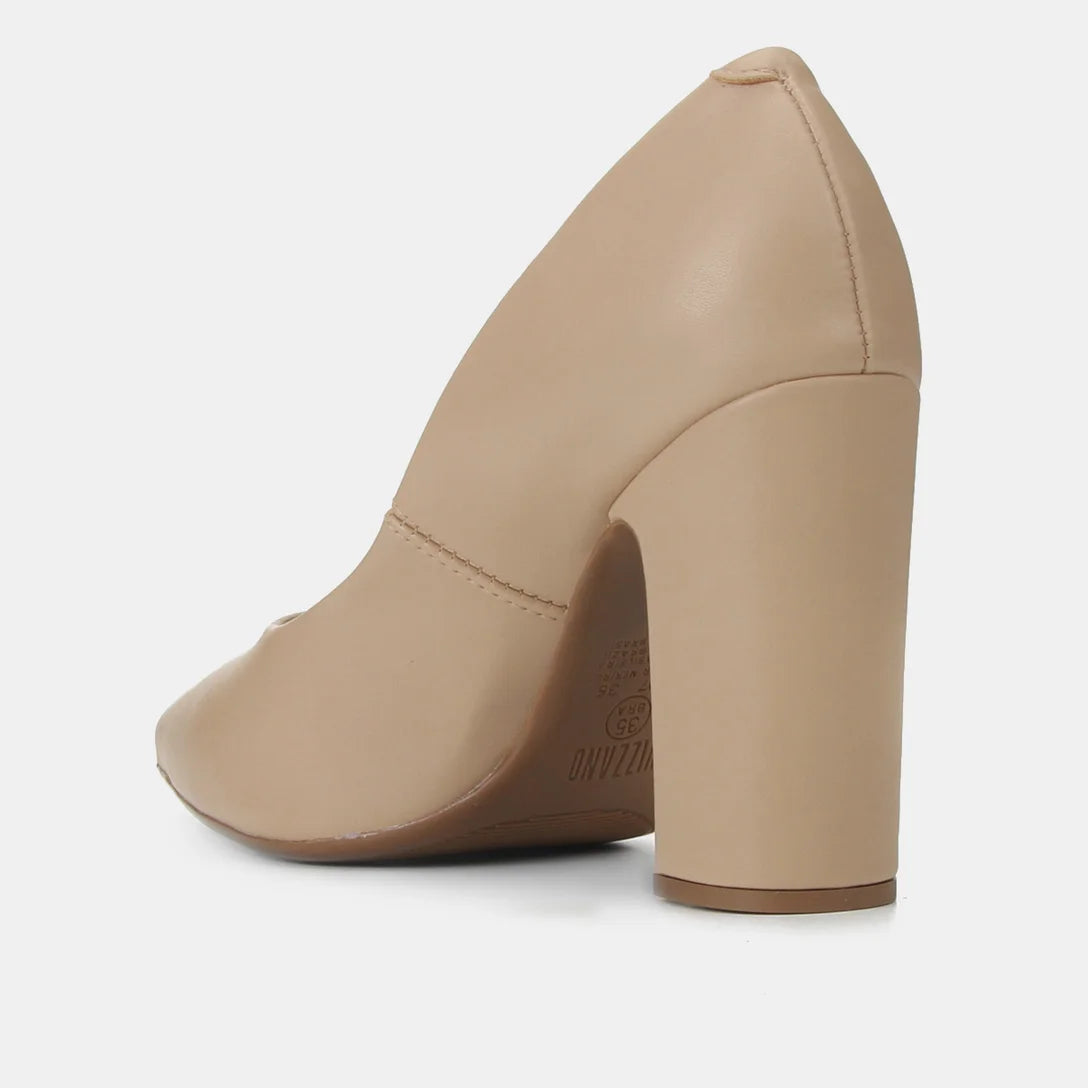 Scarpin Vizzano Bico Fino Salto Bloco Alto – Nude - Imagem 3