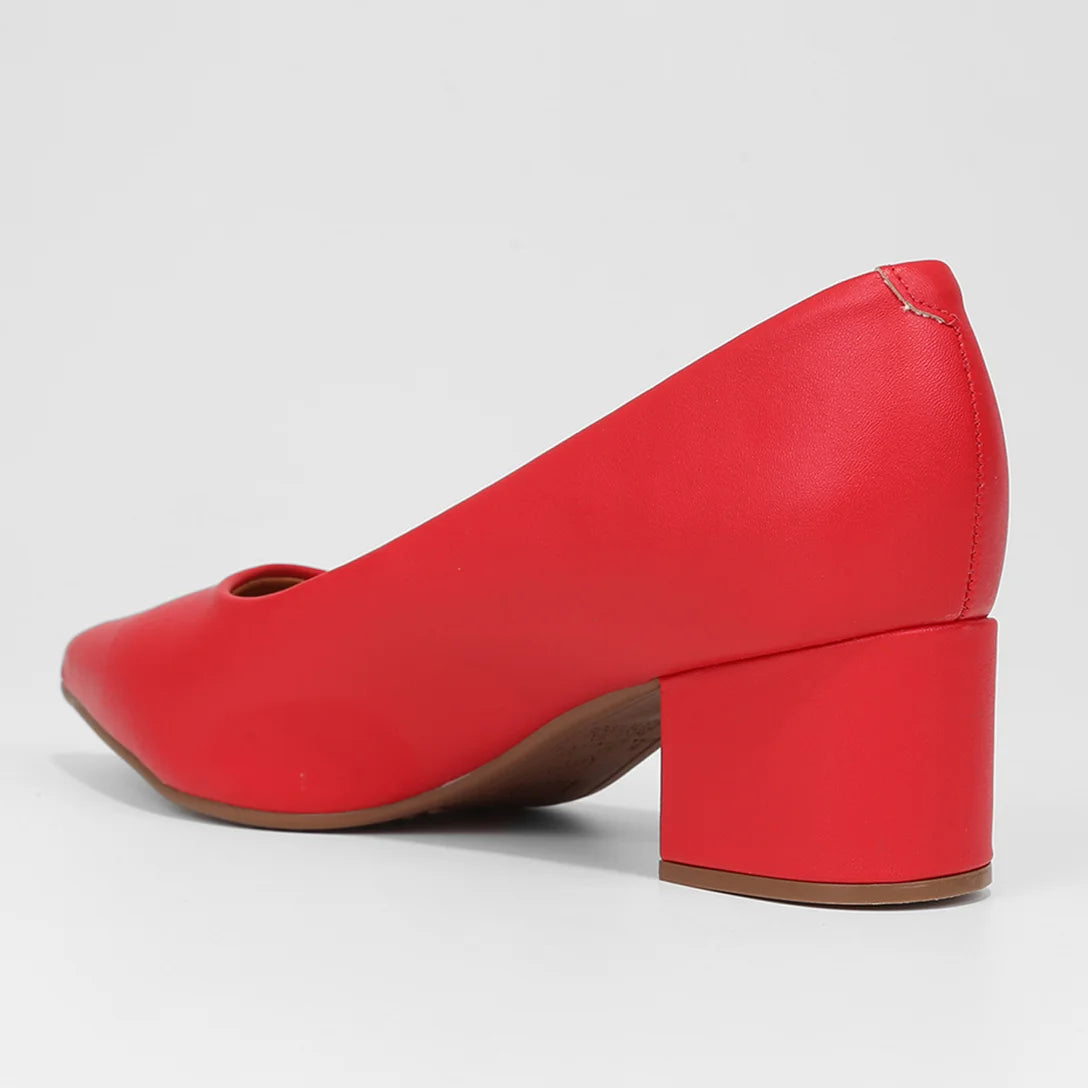 Scarpin Vizzano Bico Fino Salto Bloco – Vermelho - Imagem 3