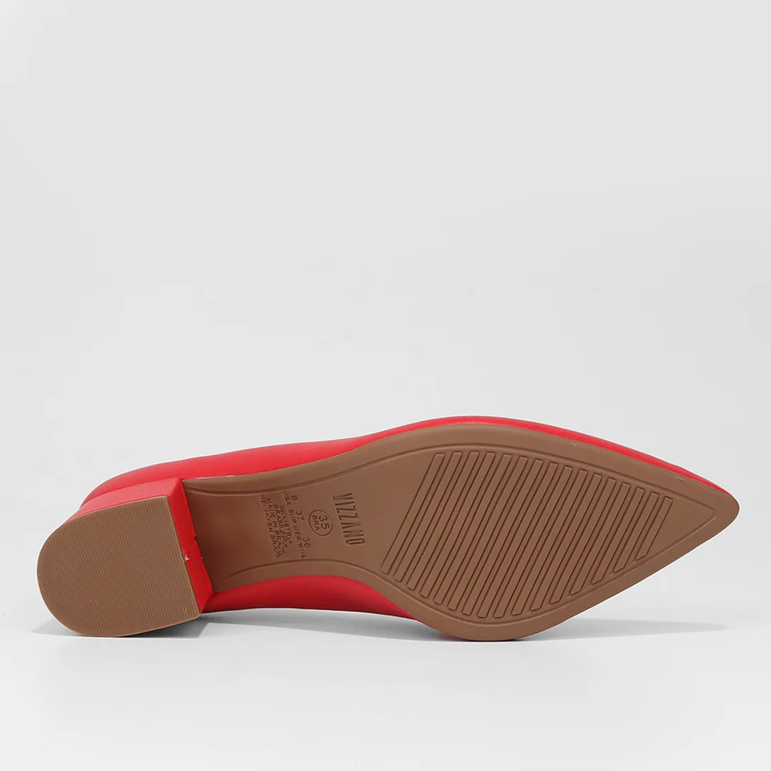 Scarpin Vizzano Bico Fino Salto Bloco – Vermelho - Imagem 5