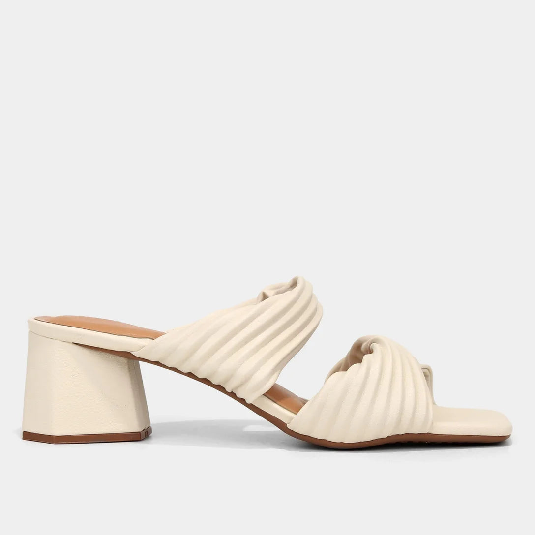 Tamanco Vizzano Textura Salto Bloco – Off White