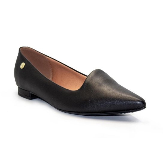 Sapatilha Vizzano Salto Baixo Bico Fino Pelica – Preto