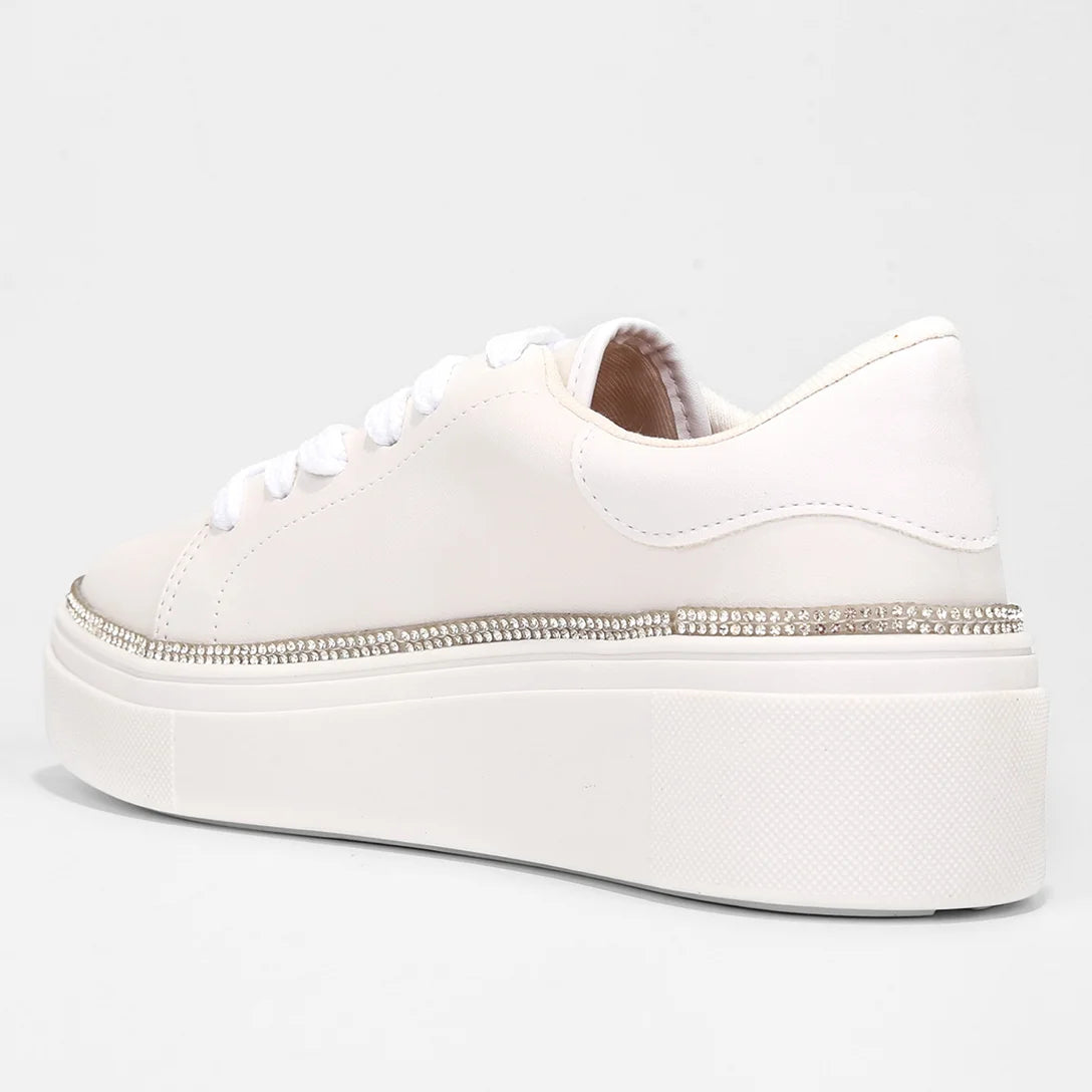 Tênis Vizzano Strass Feminino – Branco + prata - Imagem 3