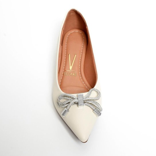 Sapatilha Vizzano Bico Fino Laço Strass – Branco Creme - Imagem 5
