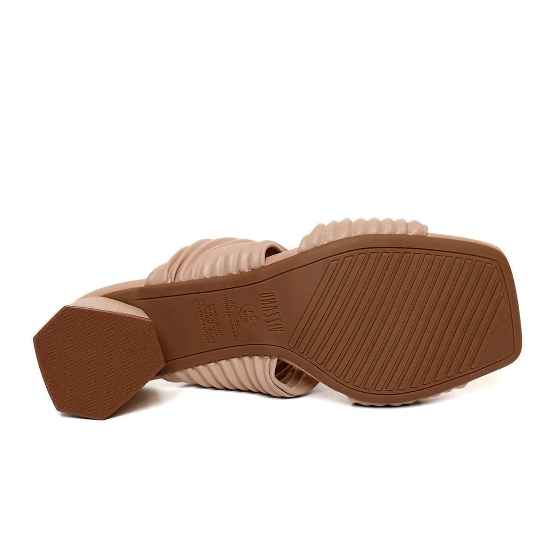 Tamanco Vizzano Strech Plissado Salto Bloco – Bege - Imagem 5