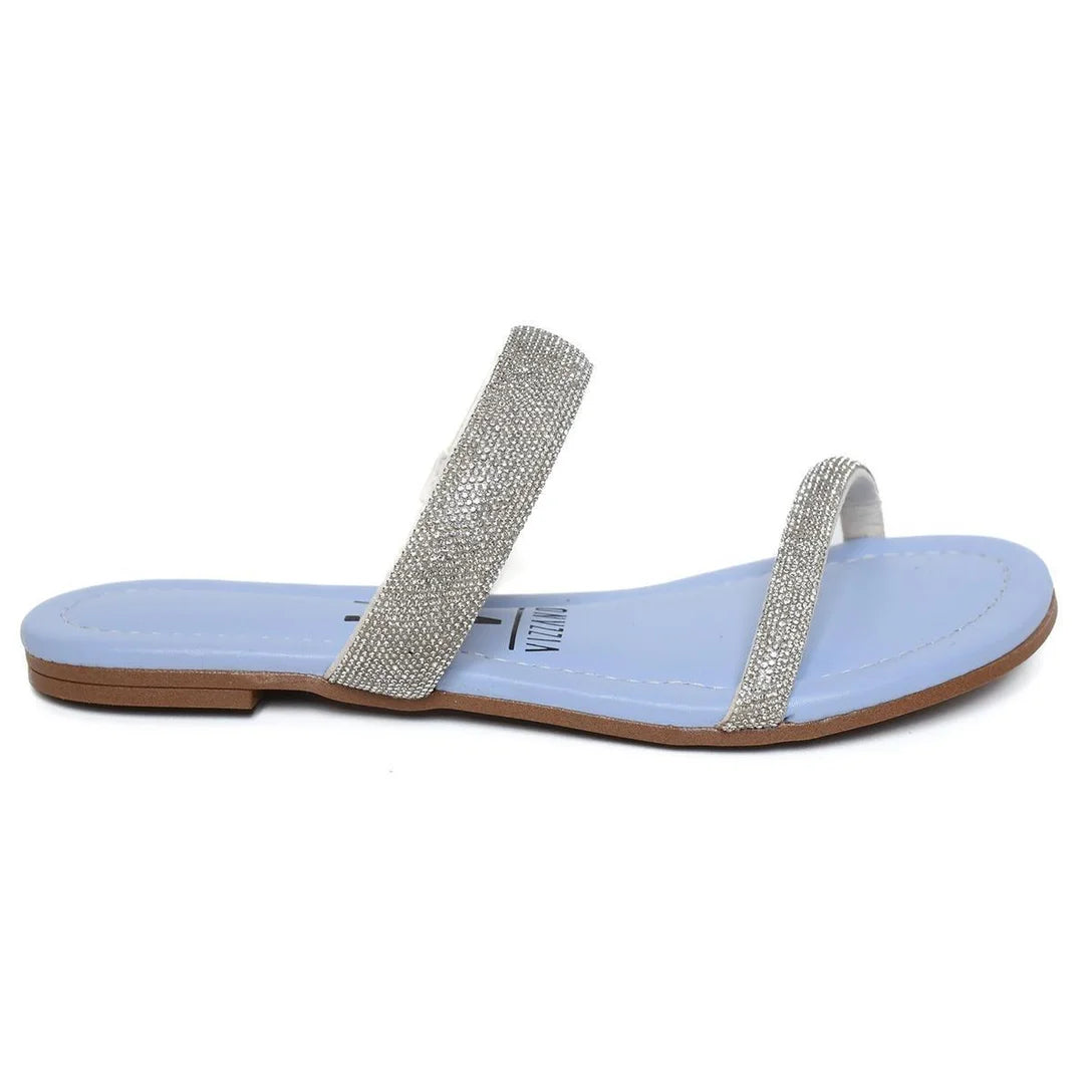 Rasteira Vizzano Strass Tira Pronta Feminina – Azul Claro - Imagem 2