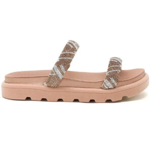 Rasteira Vizzano Flatform Strass Hotfix – Bege