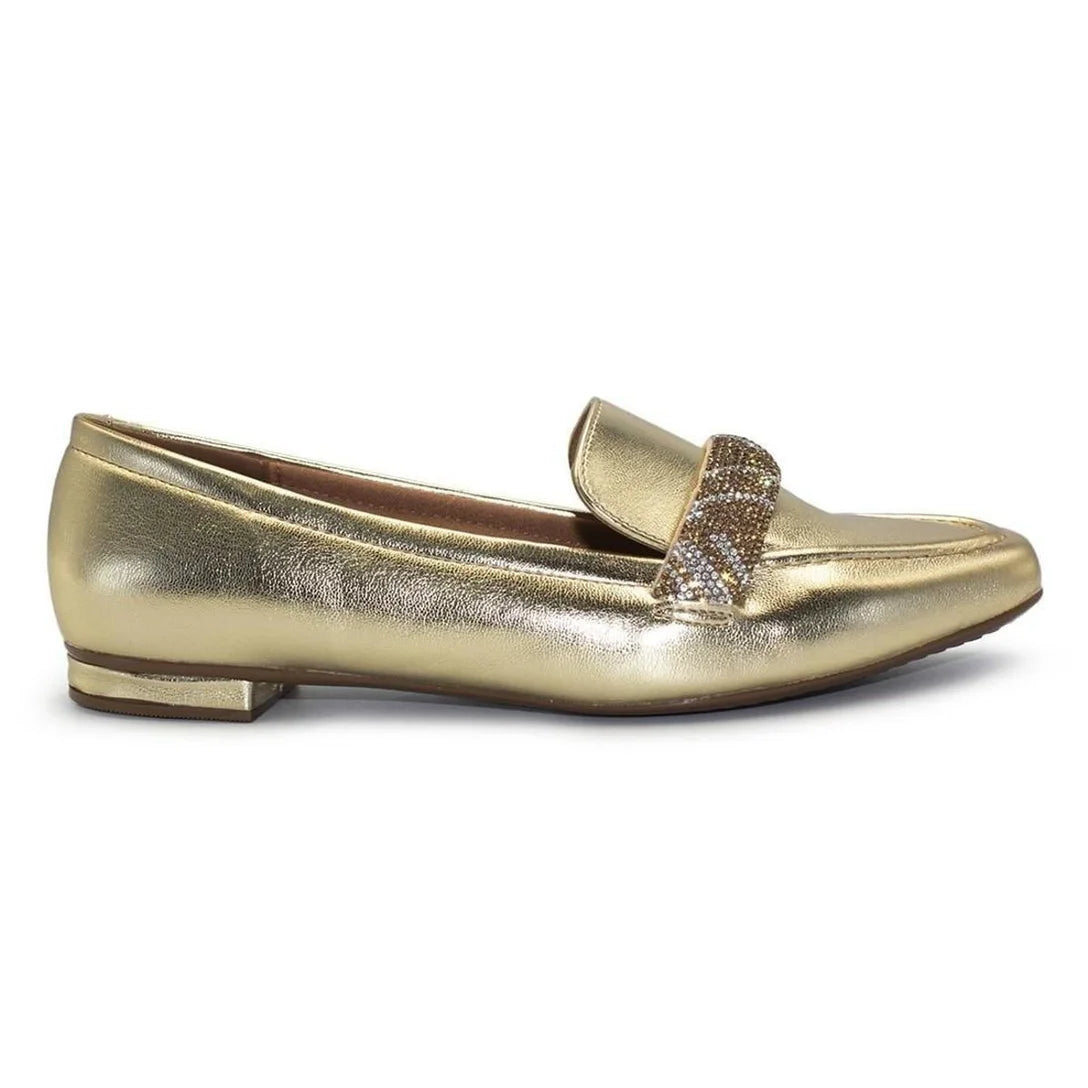 Mocassim Vizzano Metalizado Premium Tira Strass 1351.107 – Dourado