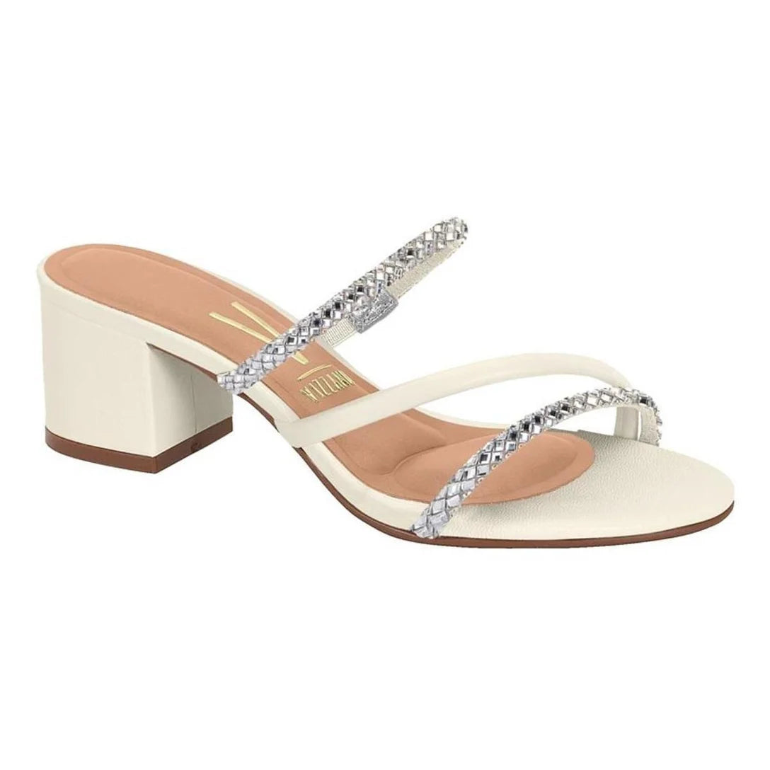 Tamanco Vizzano Tiras Strass Feminino – Off White