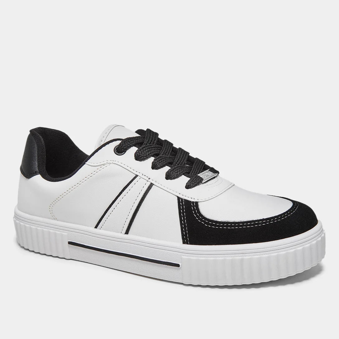 Tênis Vizzano Pelica Camurção Feminino – Branco + Preto - Imagem 2