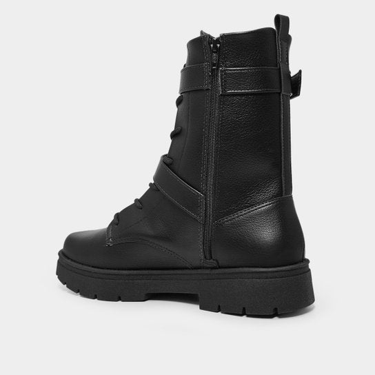Bota Coturno Vizzano Fivelas Cano Médio Feminina – Preto - Imagem 4