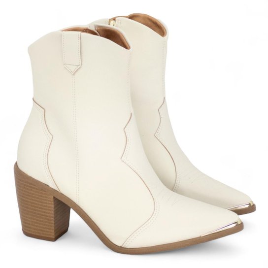 Bota Vizzano Texana Western Cano Curto Feminina – Branco - Imagem 4