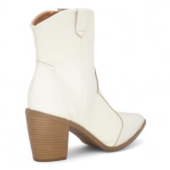 Bota Vizzano Texana Western Cano Curto Feminina – Branco - Imagem 3
