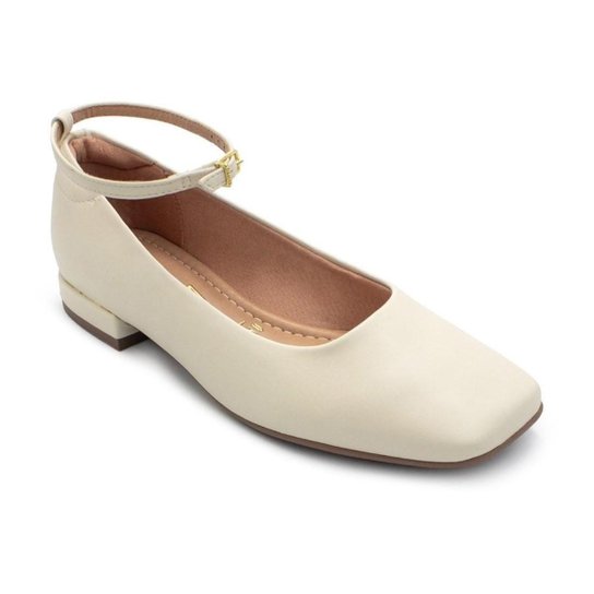 Sapatilha Vizzano Boneca Salto Baixo Bico Quadrado – Off White - Imagem 2