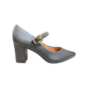 scarpin vizzano feminino salto 7,5 cm pelica fivela dourada – Preto