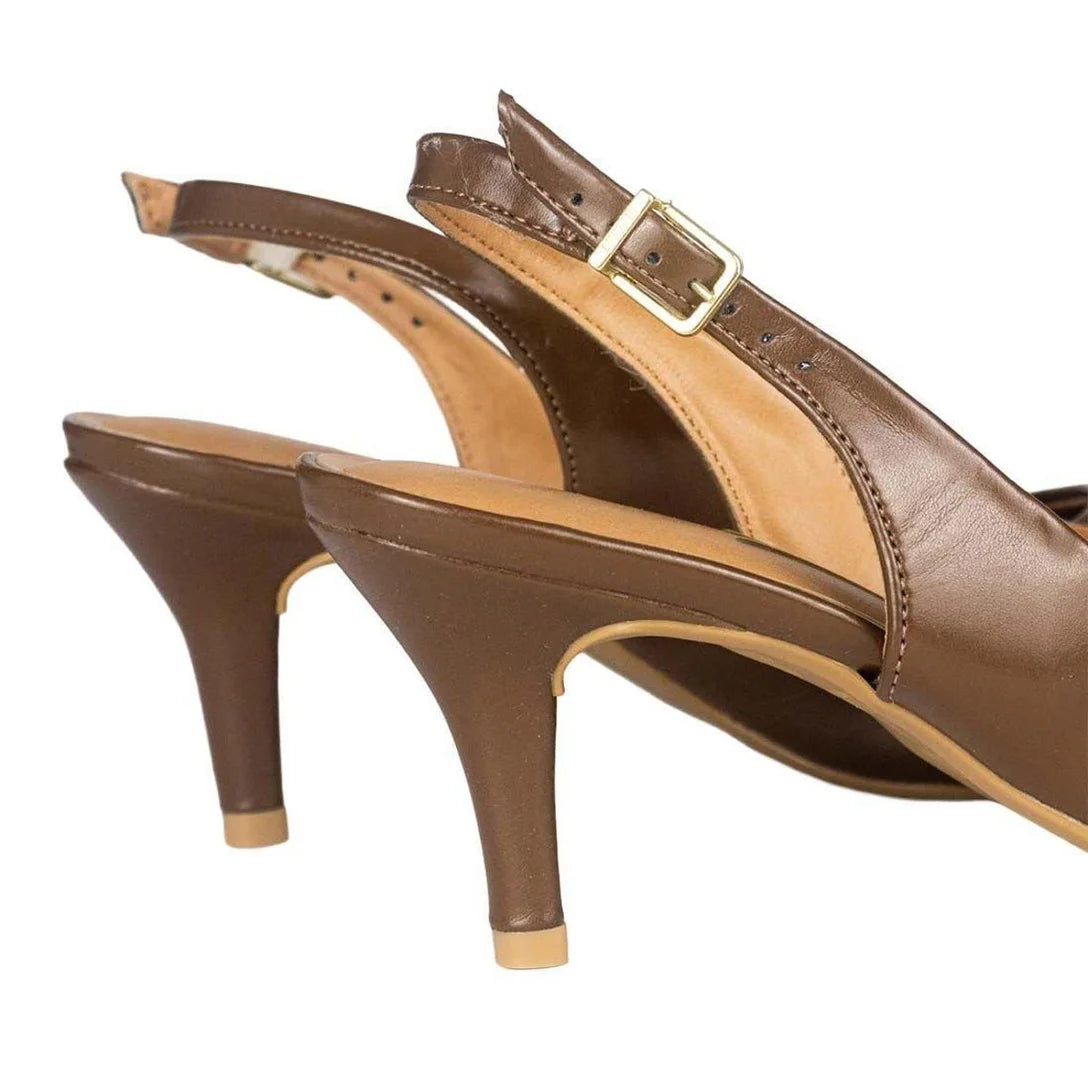 Sapato Scarpin Vizzano Slingback Salto Médio – Marrom - Imagem 4