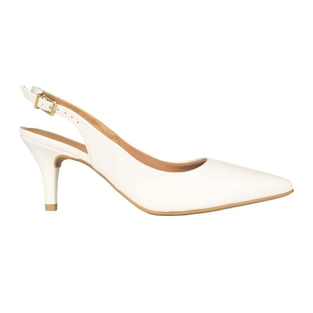 Sapato Scarpin Vizzano Slingback Salto Médio – Off White