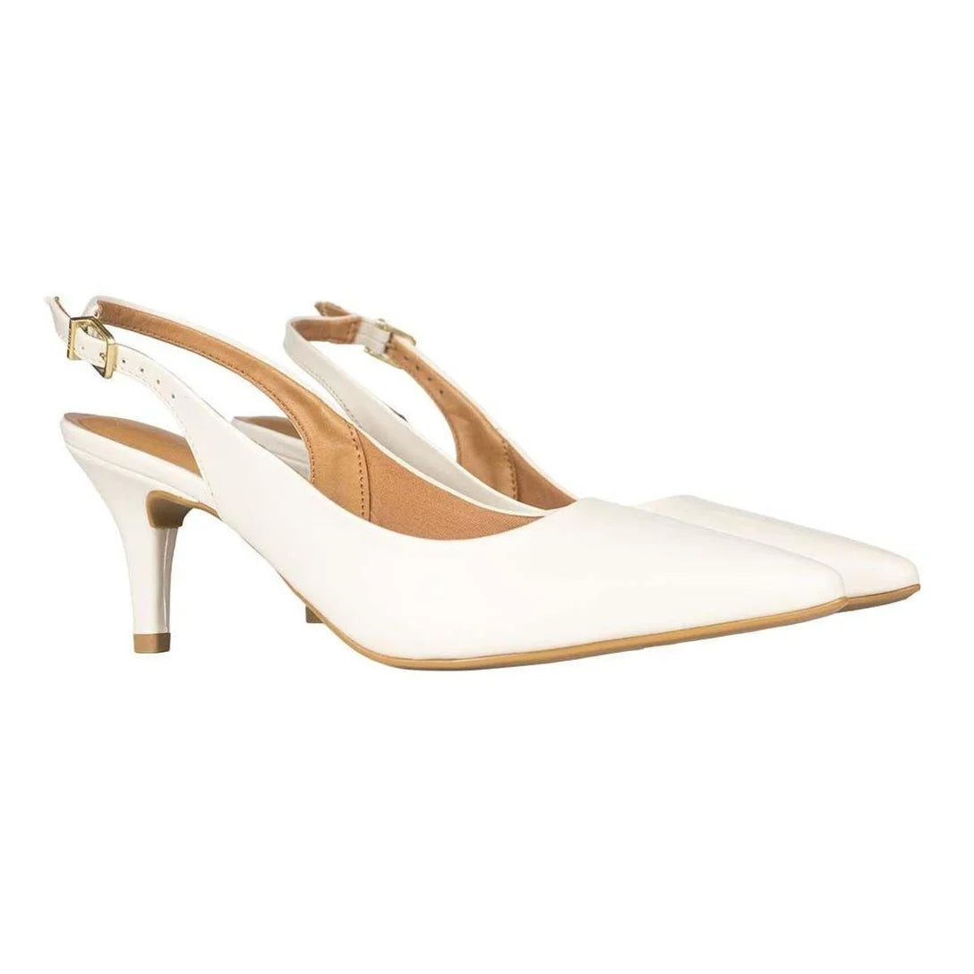 Sapato Scarpin Vizzano Slingback Salto Médio – Off White - Imagem 2
