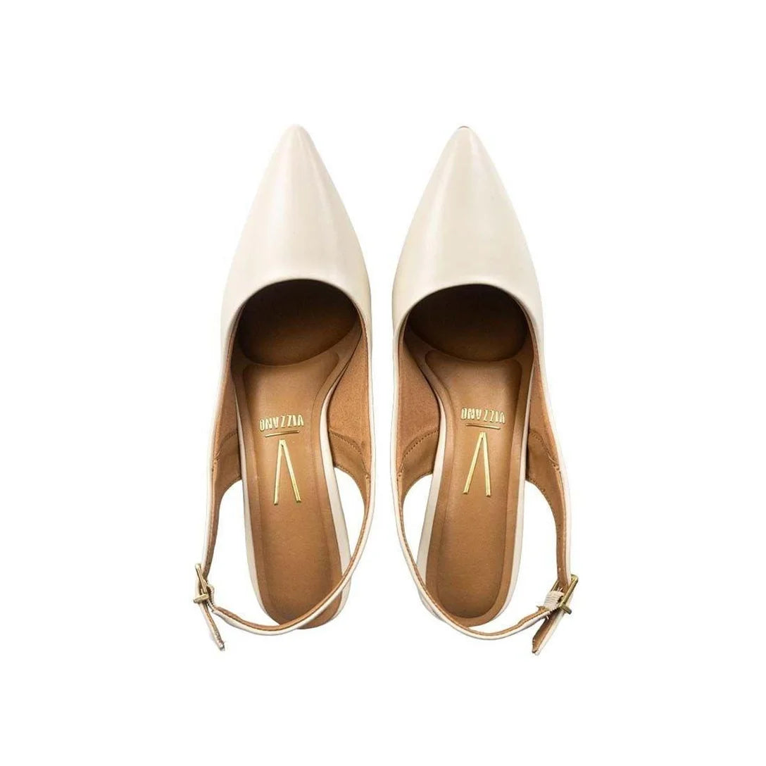 Sapato Scarpin Vizzano Slingback Salto Médio – Off White - Imagem 4