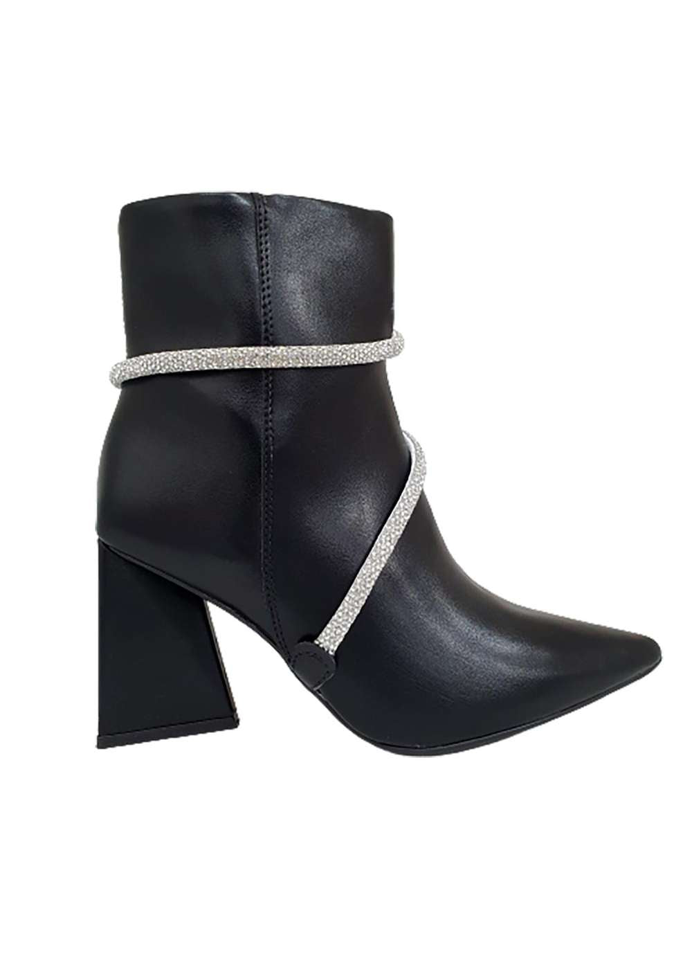 Bota Feminina Cano Curto Salto Grosso Strass Vizzano