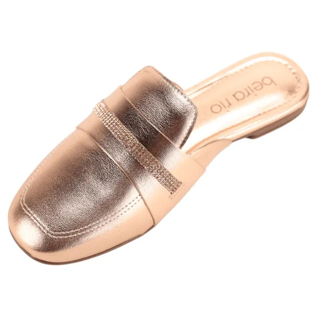 Mule Feminino Bico Quadrado Metalizado Beira Rio 4323.103 Ouro Rosado - Imagem 2