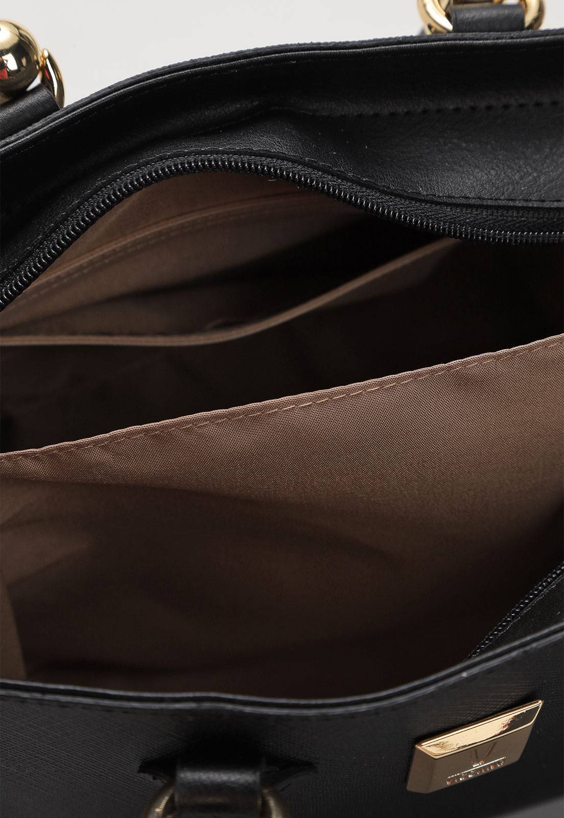 Bolsa Tiracolo Vizzano Alça Dupla Preta - Imagem 6