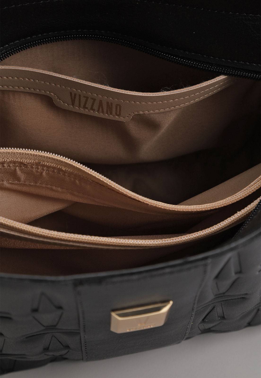 Bolsa Tiracolo Vizzano Alça Dupla Preta - Imagem 6