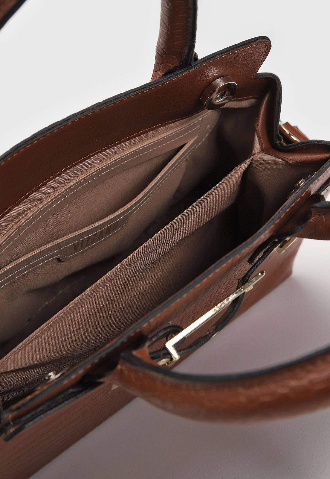 Bolsa Tiracolo Vizzano Croco Alça Dupla Marrom - Imagem 7