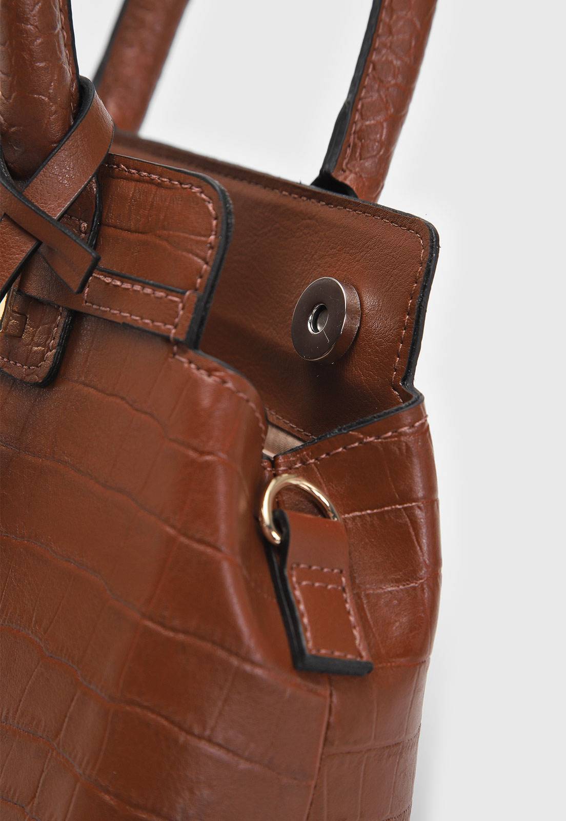 Bolsa Tiracolo Vizzano Croco Alça Dupla Marrom - Imagem 4