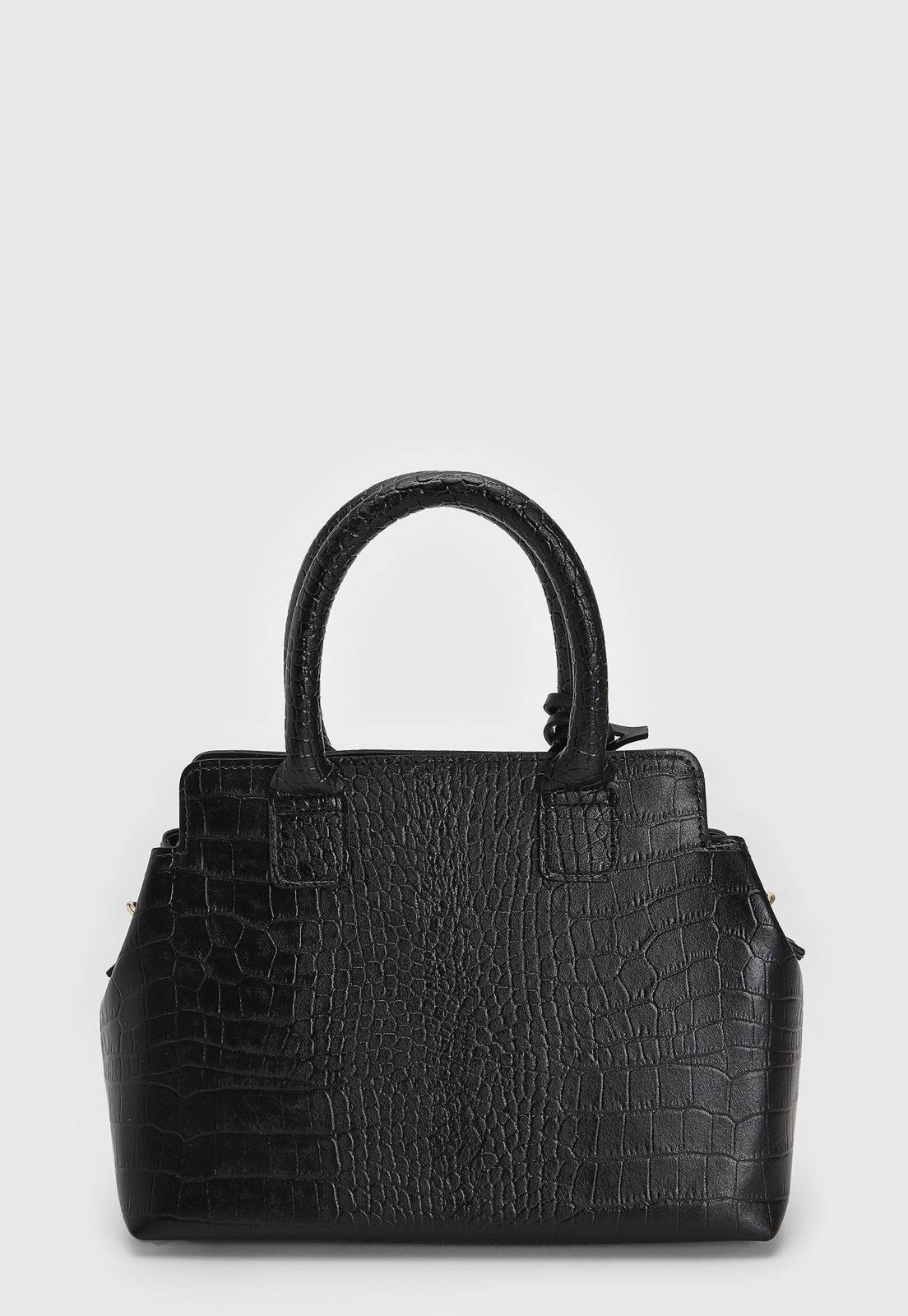 Bolsa Tiracolo Vizzano Croco Alça Dupla Preta - Imagem 2