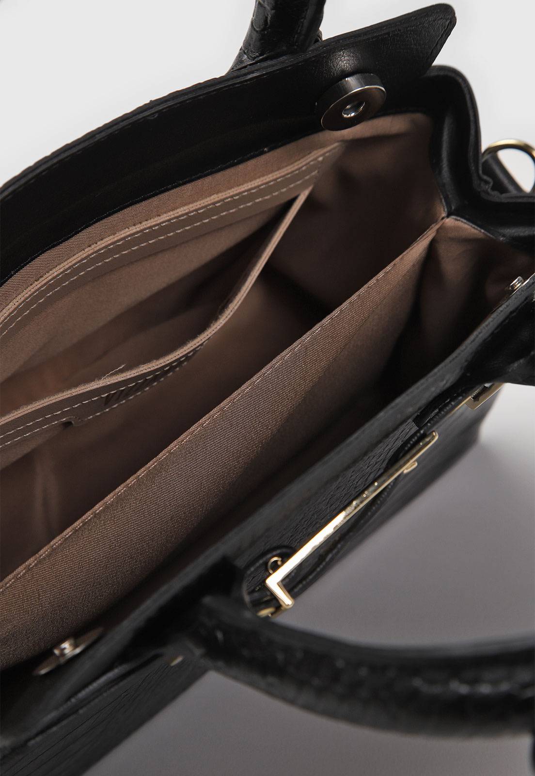 Bolsa Tiracolo Vizzano Croco Alça Dupla Preta - Imagem 5