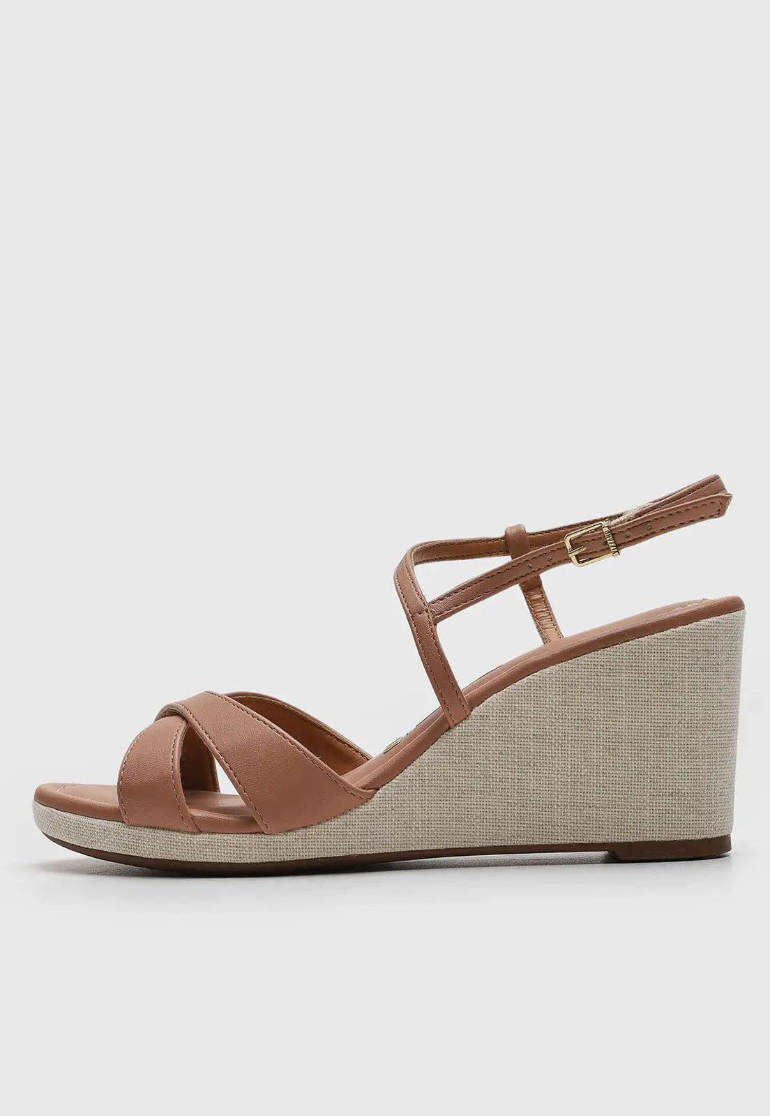 Sandália Anabela Vizzano Tira Transpassada Nude